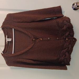 American Rag Retro Knitted 3/4 Sleeve Cardigan, Brown